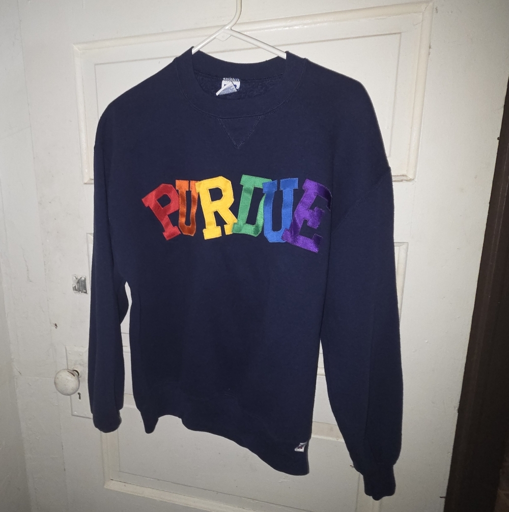Vintage Embroidered Russell Athletic Purdue Pull Over Large Like New